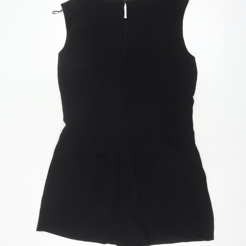Zara Women Black Sleeveless Round Neck Playsuit Size 12