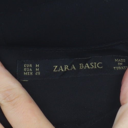 Zara Women Black Sleeveless Round Neck Playsuit Size 12