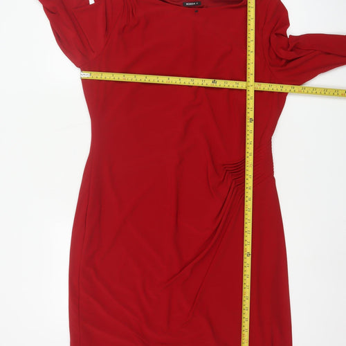 Roman Women Red Knee Length Sheath Dress Size 16 3/4 Sleeve Stretch