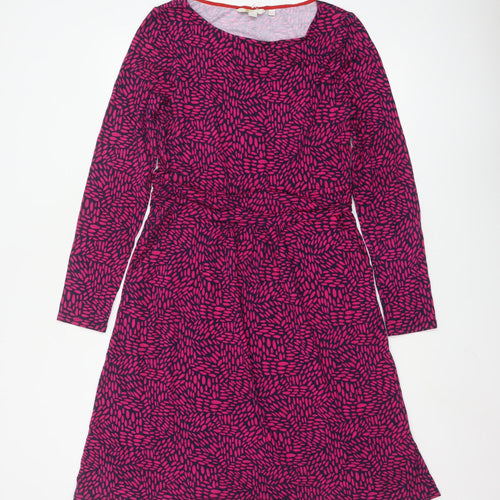 Boden Women’s Pink Geometric Jersey A-Line Dress UK 12R