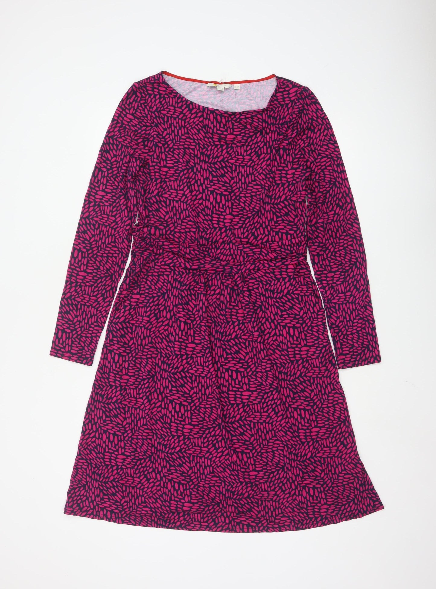 Boden Women’s Pink Geometric Jersey A-Line Dress UK 12R
