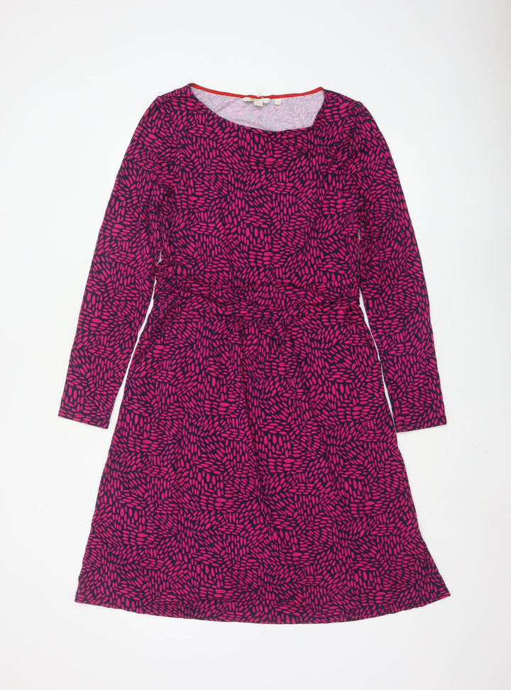 Boden Women’s Pink Geometric Jersey A-Line Dress UK 12R