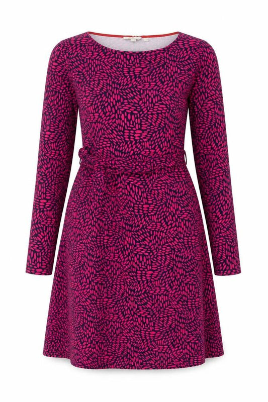 Front view of Boden Women’s Pink Geometric Jersey A-Line Dress UK 12R
