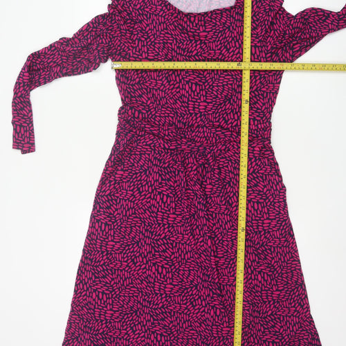 Boden Women’s Pink Geometric Jersey A-Line Dress UK 12R