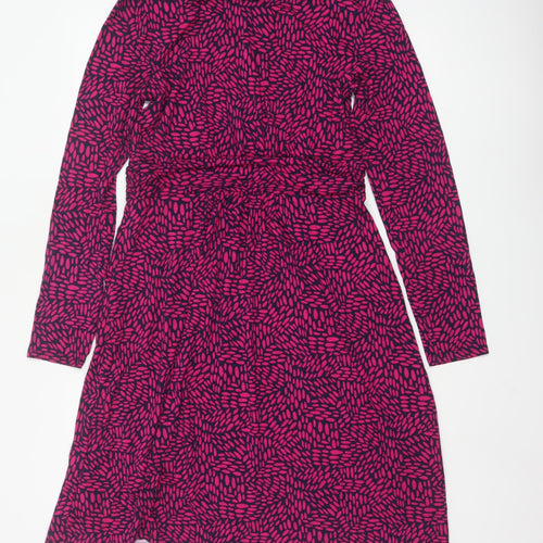 Boden Women’s Pink Geometric Jersey A-Line Dress UK 12R