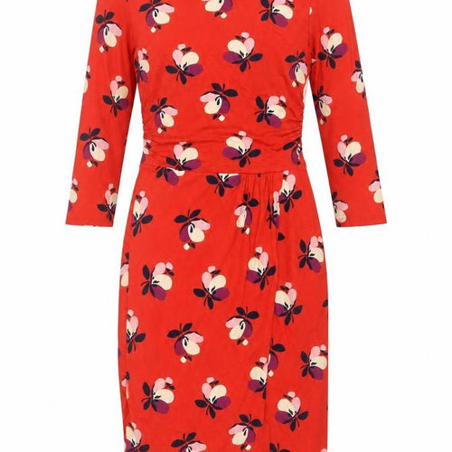 Boden Women Red Floral Bodycon Jersey Knee Length Dress Size 10