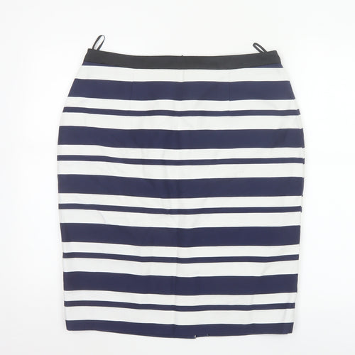 Clements Ribeiro Women’s Blue Striped Pencil Skirt Size 14