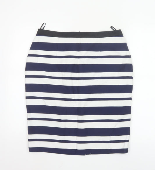 Clements Ribeiro Women’s Blue Striped Pencil Skirt Size 14