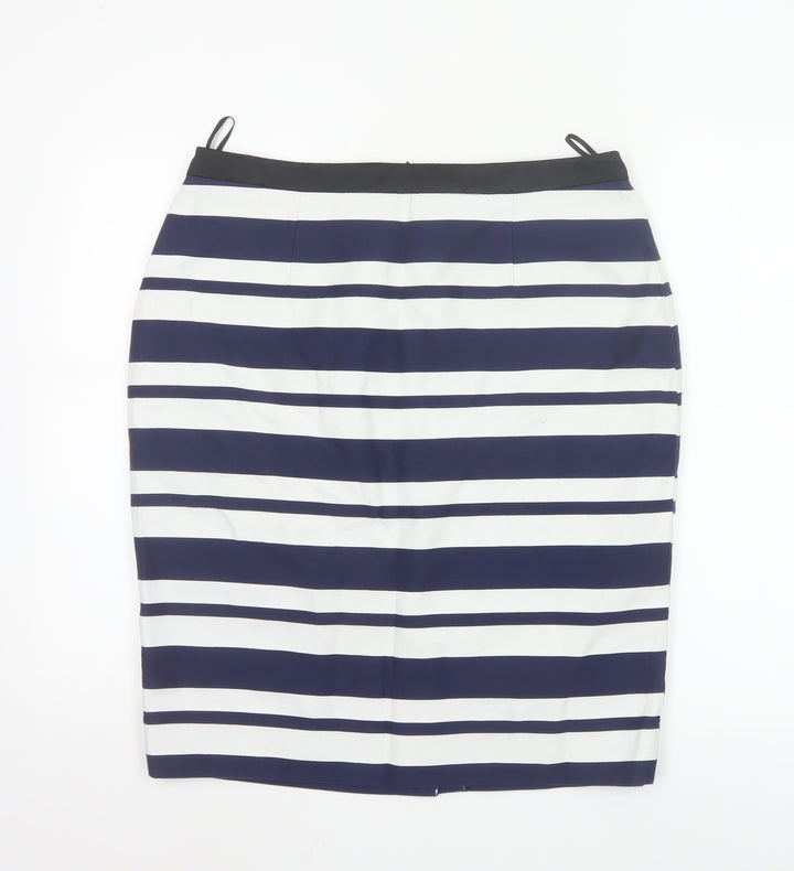 Clements Ribeiro Women’s Blue Striped Pencil Skirt Size 14