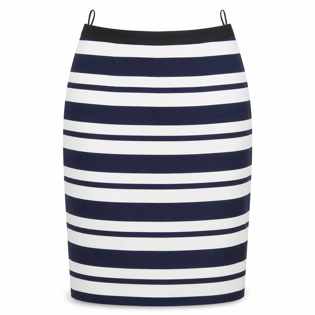 Clements Ribeiro Women’s Blue Striped Pencil Skirt Size 14