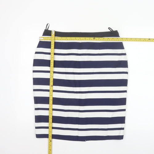 Clements Ribeiro Women’s Blue Striped Pencil Skirt Size 14