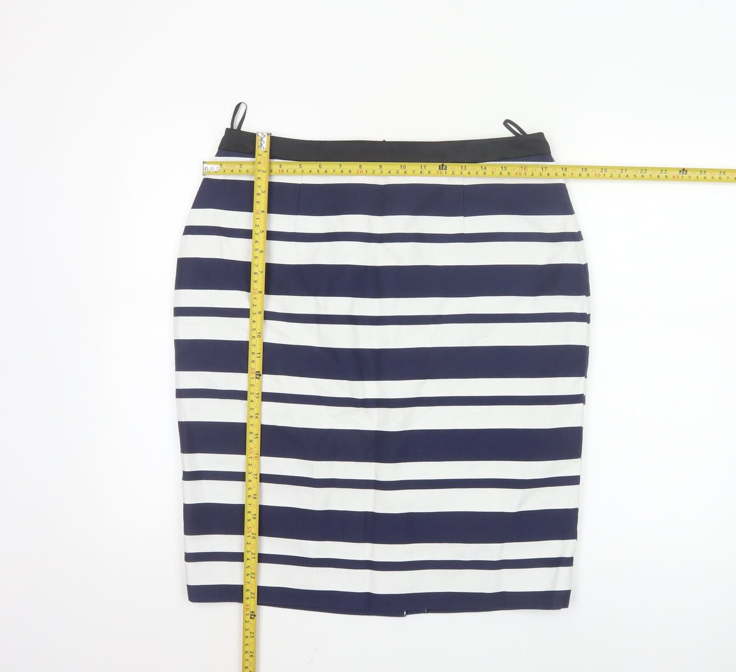 Clements Ribeiro Women’s Blue Striped Pencil Skirt Size 14