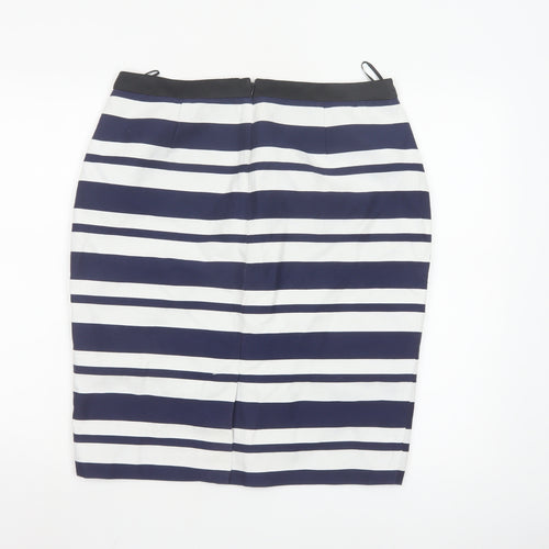 Clements Ribeiro Women’s Blue Striped Pencil Skirt Size 14