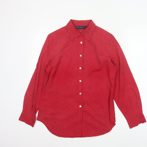 Boden Women Red Silk Long Sleeve Button-Up Shirt Size 10