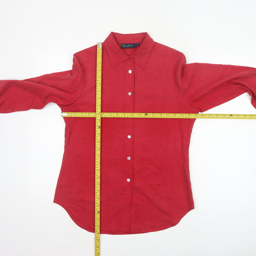 Boden Women Red Silk Long Sleeve Button-Up Shirt Size 10