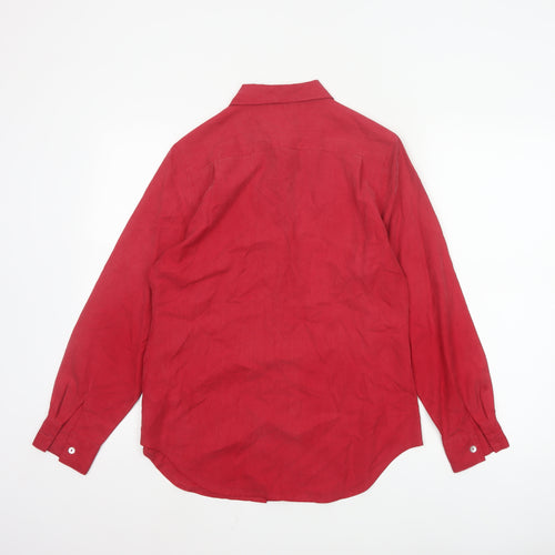 Boden Women Red Silk Long Sleeve Button-Up Shirt Size 10