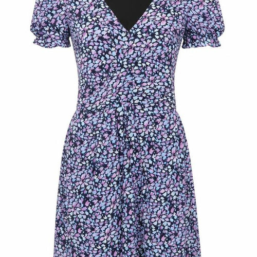 Oasis Women’s Blue Floral Wrap Dress Short Sleeve Size M