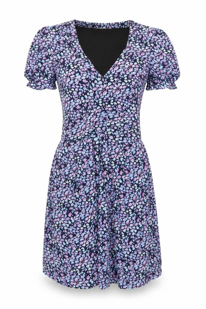 Oasis Women’s Blue Floral Wrap Dress Short Sleeve Size M