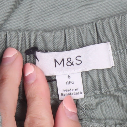 Marks and Spencer Women Green Size 6 Cargo Cotton Trousers