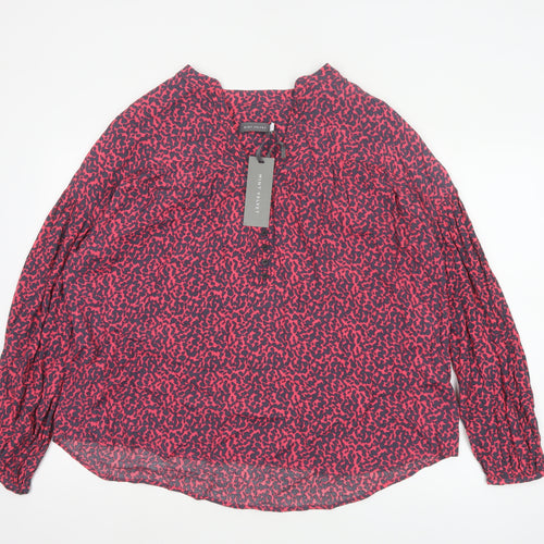 Mint Velvet Women’s Pink Animal Print Long Sleeve Viscose Tunic Blouse Size L