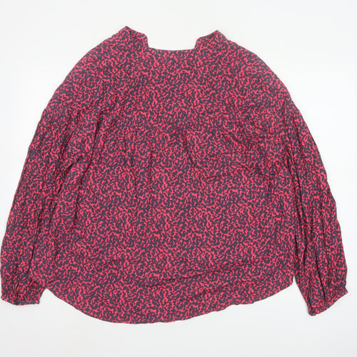 Mint Velvet Women’s Pink Animal Print Long Sleeve Viscose Tunic Blouse Size L
