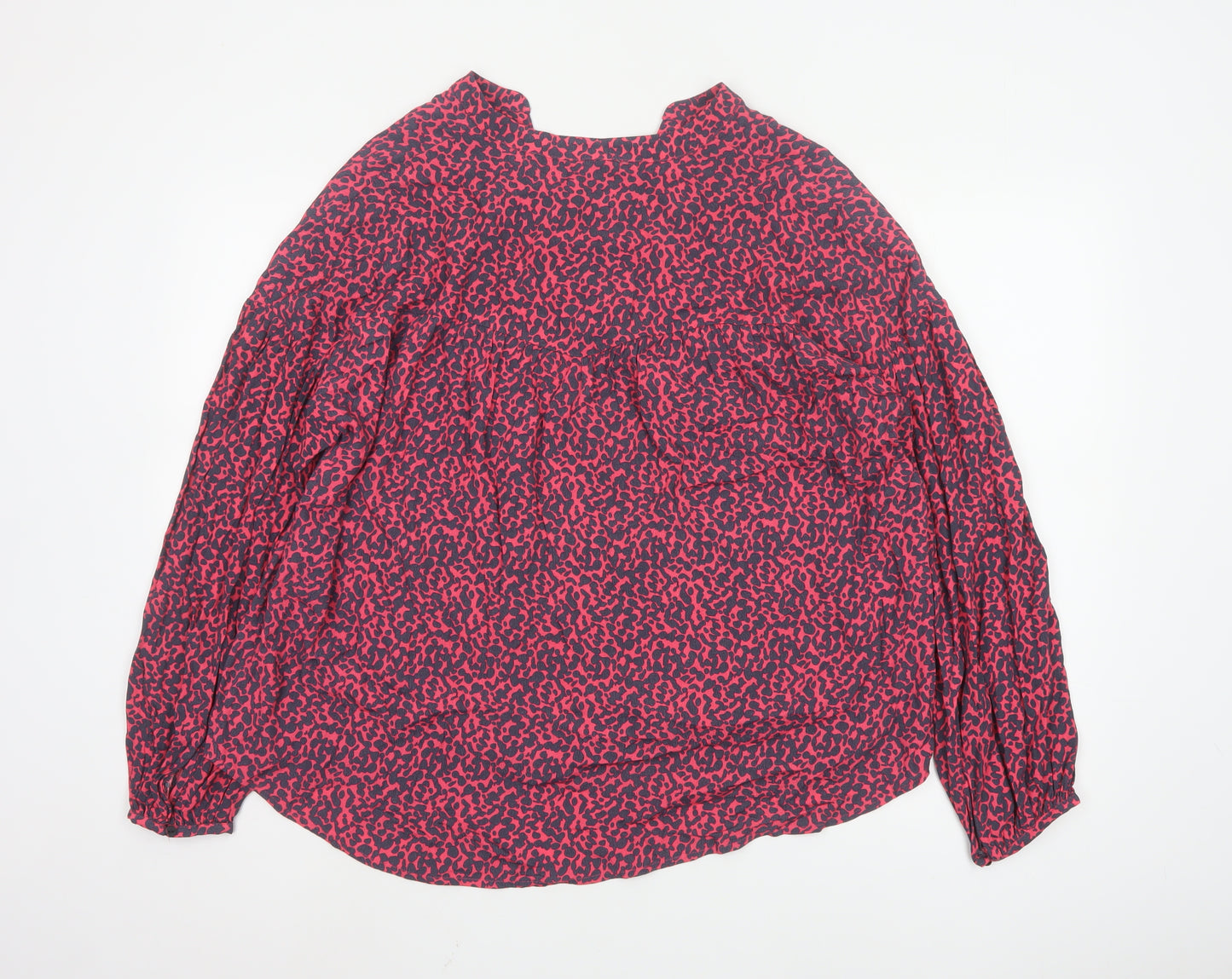 Mint Velvet Women’s Pink Animal Print Long Sleeve Viscose Tunic Blouse Size L
