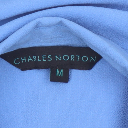Charles Norton Mens Blue Short Sleeve Button-Up Shirt Medium