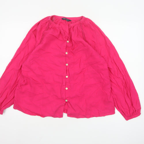 Marks and Spencer Womens Pink Linen Blend Tunic Blouse Size 12