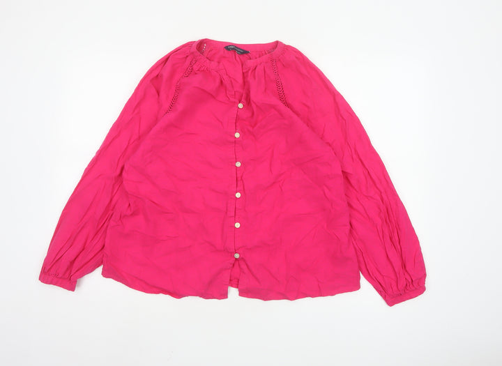 Marks and Spencer Womens Pink Linen Blend Tunic Blouse Size 12