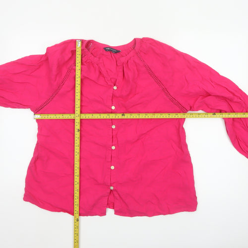 Marks and Spencer Womens Pink Linen Blend Tunic Blouse Size 12