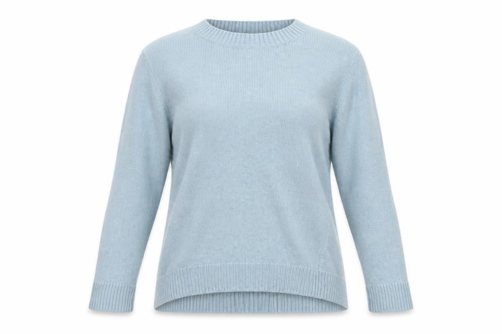 Front view of Seasalt Cornwall Women's Blue Wool Crew Neck Jumper, size 8