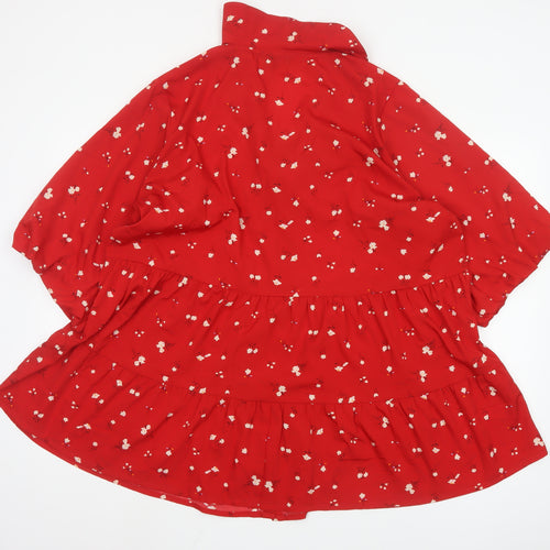 Simply Be Women Red Floral Button-Up Tunic Top Size 22