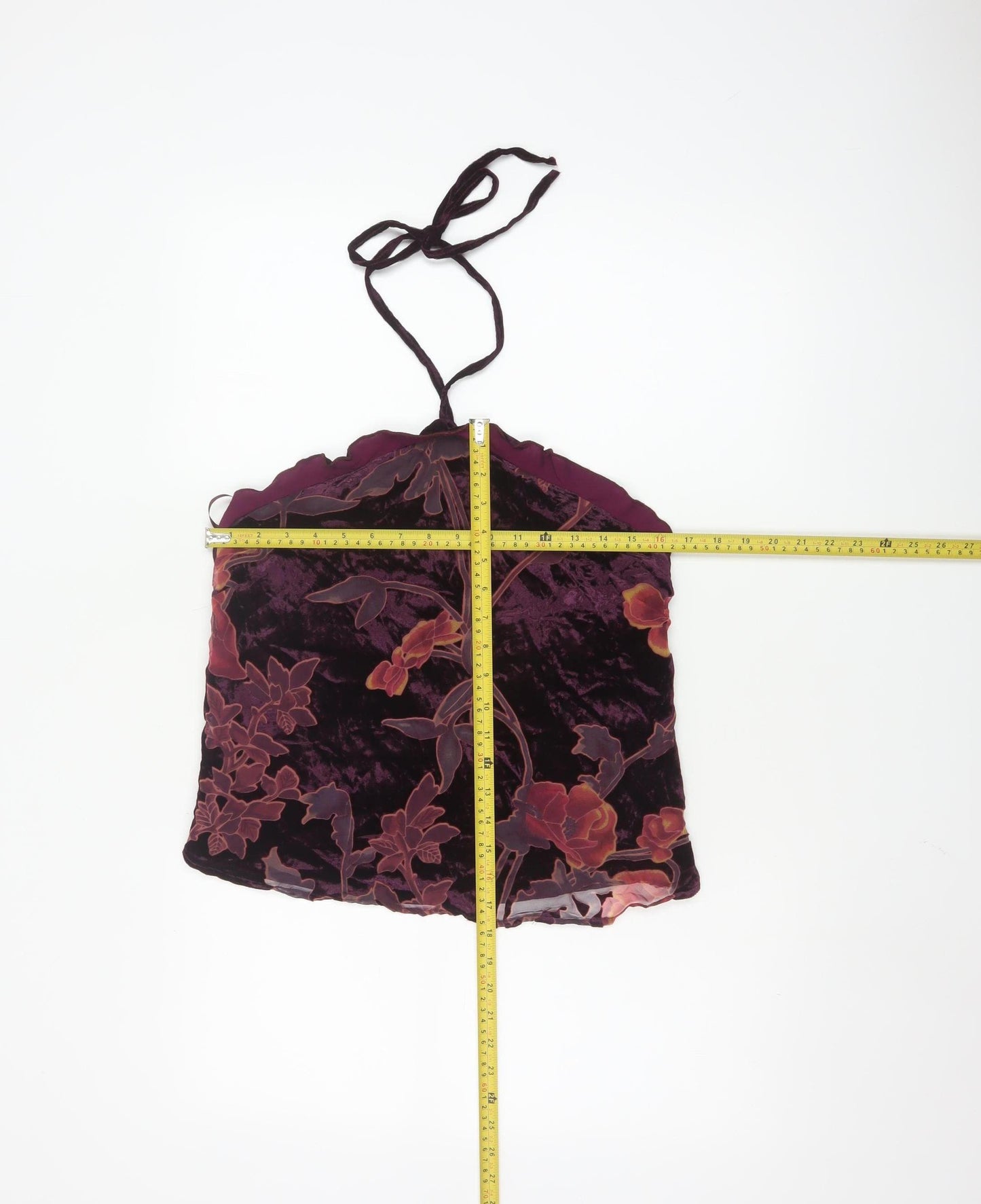 Motel Women’s Purple Floral Velvet Halter Camisole Tank Top L