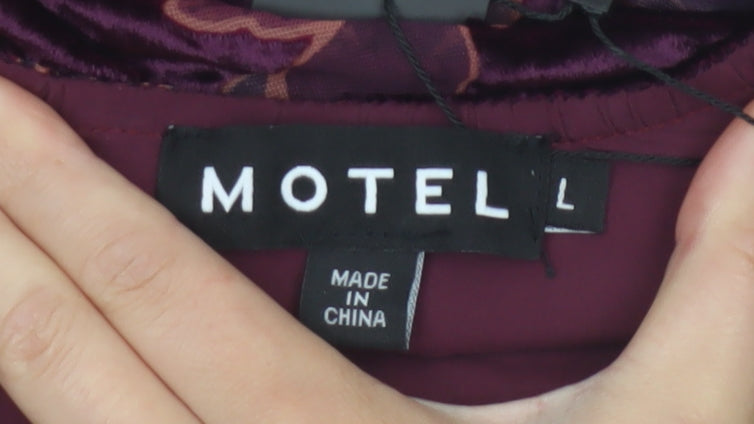 Motel Women’s Purple Floral Velvet Halter Camisole Tank Top L