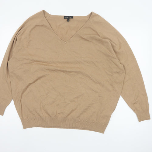 Phase Eight Women’s Beige V-Neck Relaxed Knit Jumper Size L