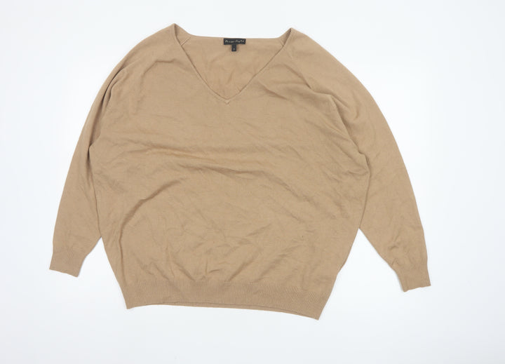 Phase Eight Women’s Beige V-Neck Relaxed Knit Jumper Size L