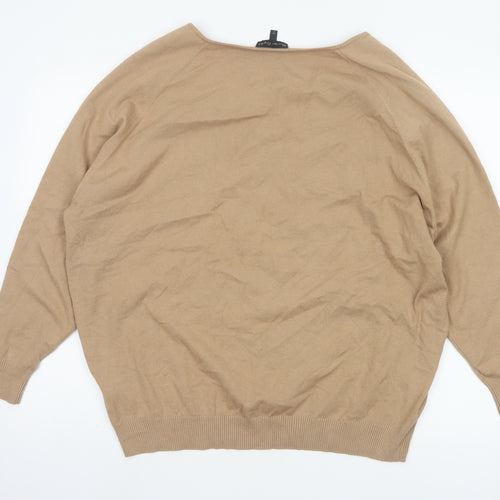 Phase Eight Women’s Beige V-Neck Relaxed Knit Jumper Size L