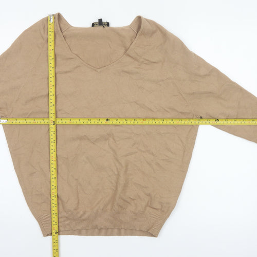 Phase Eight Women Beige V-Neck Relaxed Knit Pullover Jumper XS