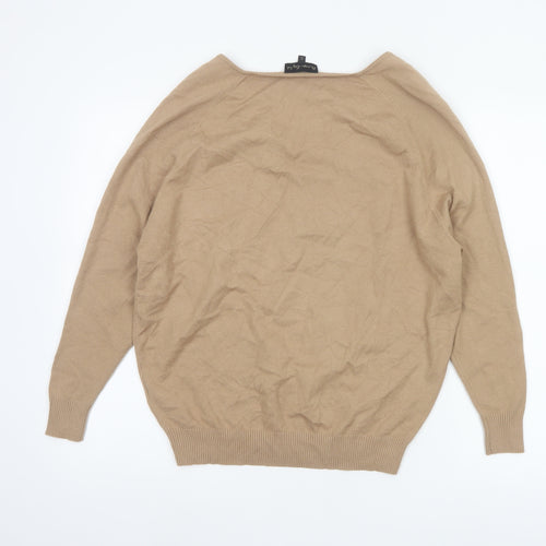 Phase Eight Women Beige V-Neck Relaxed Knit Pullover Jumper XS