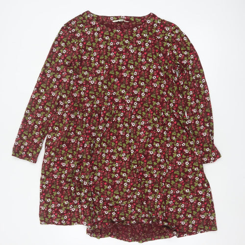 Seasalt Cornwall Women Red Floral Organic Cotton Petite A-Line Dress UK14
