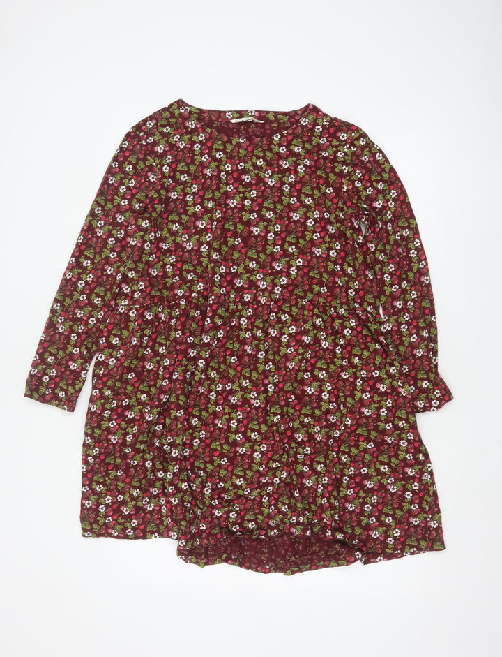 Seasalt Cornwall Women Red Floral Organic Cotton Petite A-Line Dress UK14