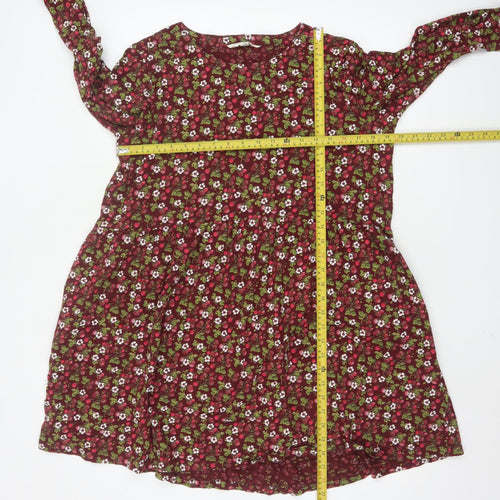 Seasalt Cornwall Women Red Floral Organic Cotton Petite A-Line Dress UK14