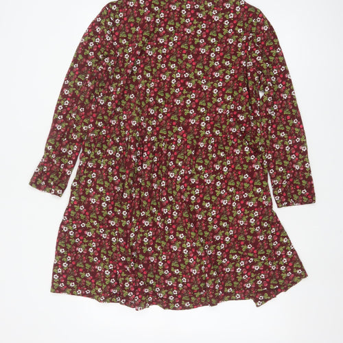 Seasalt Cornwall Women Red Floral Organic Cotton Petite A-Line Dress UK14