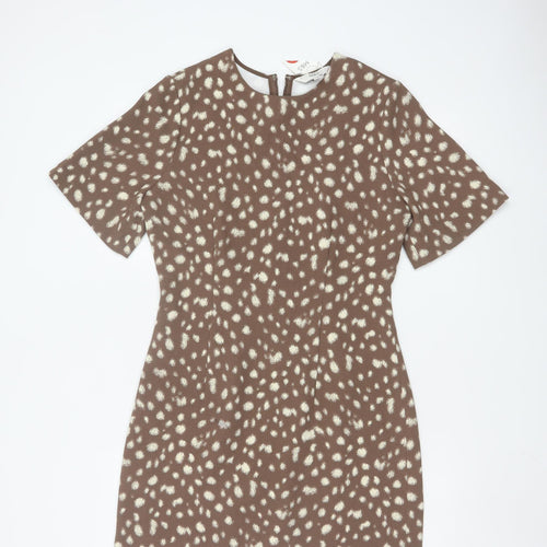 Marks and Spencer Women's Brown Animal Print Shift Dress Size 10