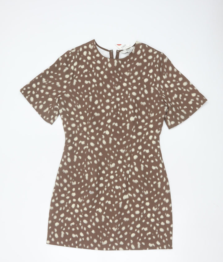 Marks and Spencer Women's Brown Animal Print Shift Dress Size 10
