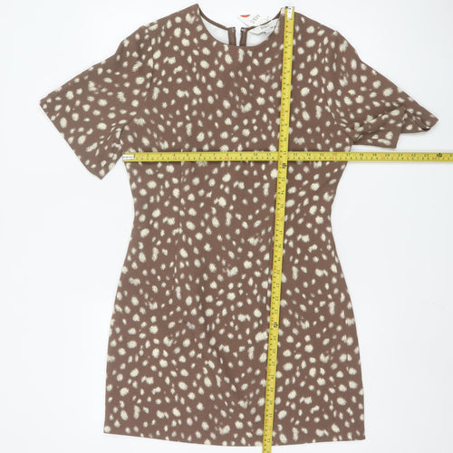Marks and Spencer Women's Brown Animal Print Shift Dress Size 10