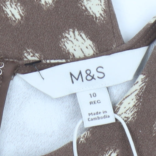Marks and Spencer Women's Brown Animal Print Shift Dress Size 10