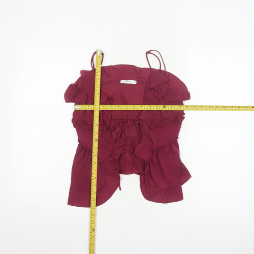 Stradivarius Womens Red Ruffle Camisole Tie Blouse Size 8