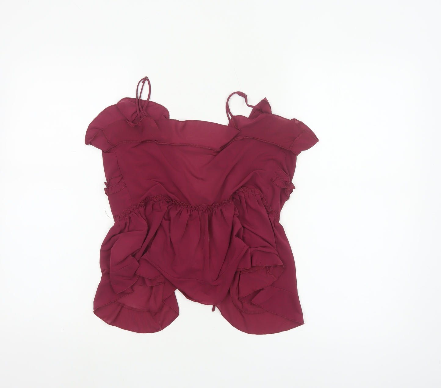 Stradivarius Womens Red Ruffle Camisole Tie Blouse Size 8