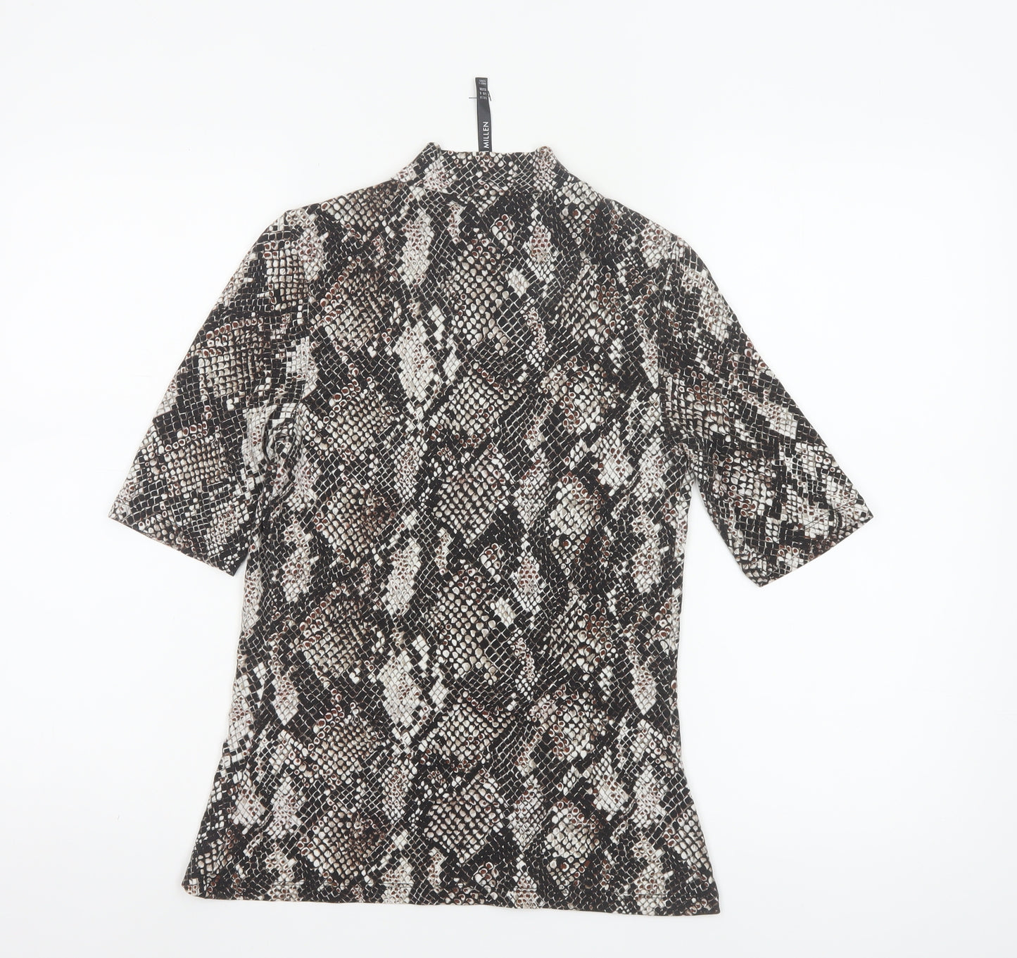 Karen Millen Womens Brown Animal Print Mock Neck Top Size 10